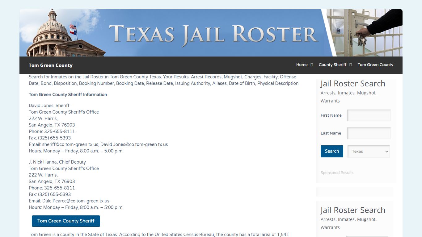 Tom Green County | Jail Roster Search
