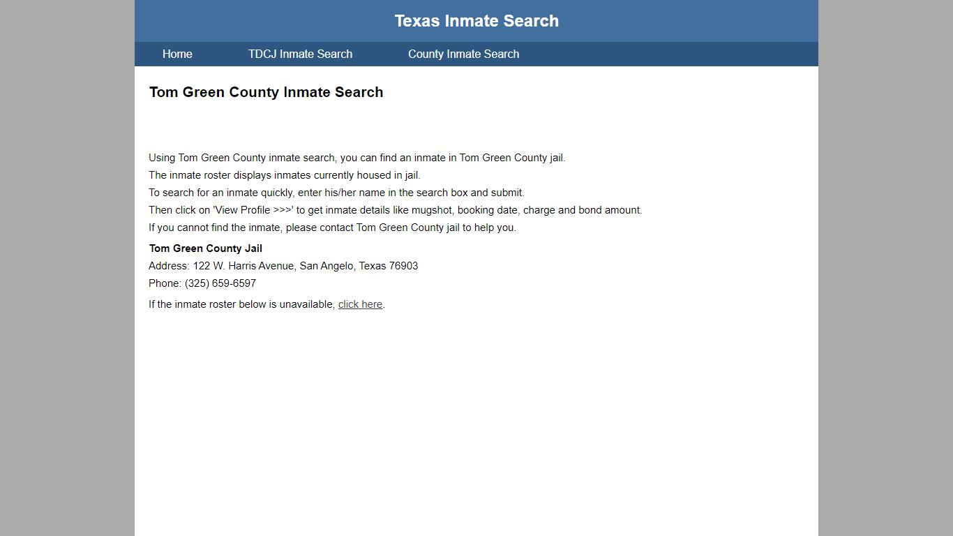 Tom Green County Inmate Search