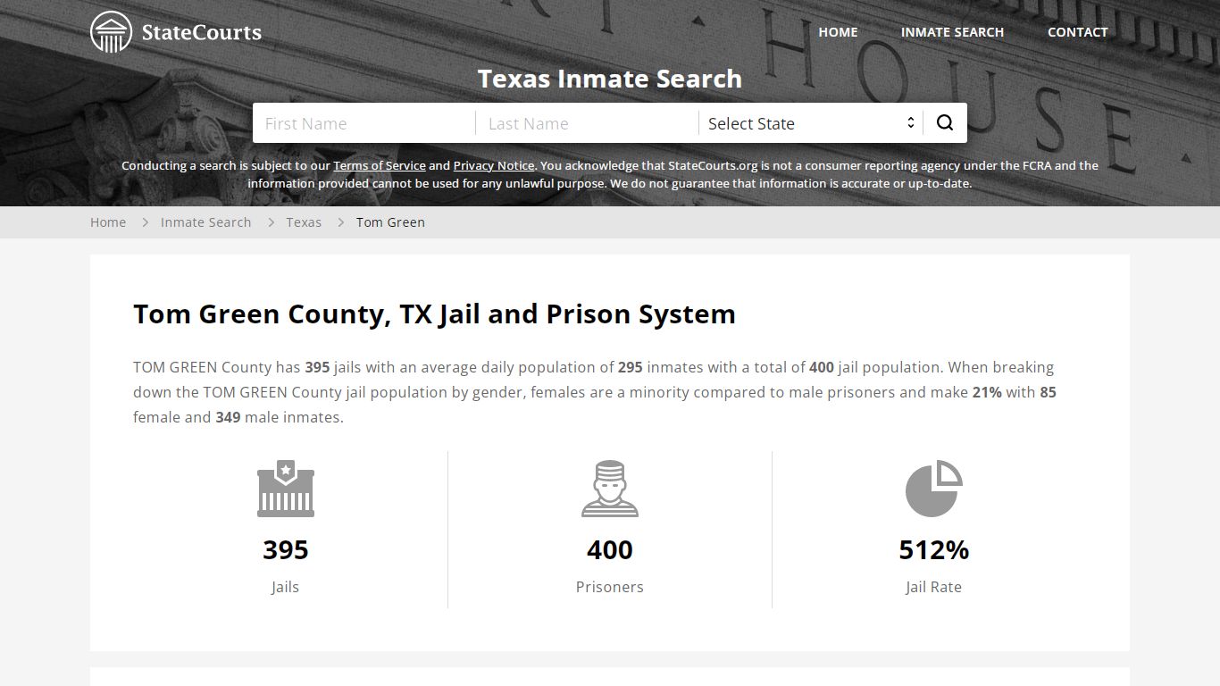 Tom Green County, TX Inmate Search - StateCourts