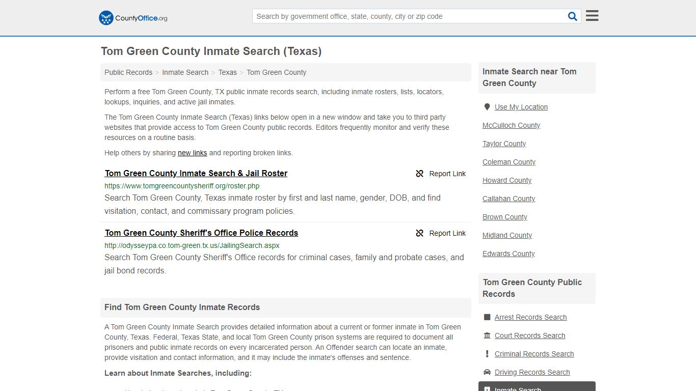 Inmate Search - Tom Green County, TX (Inmate Rosters & Locators)